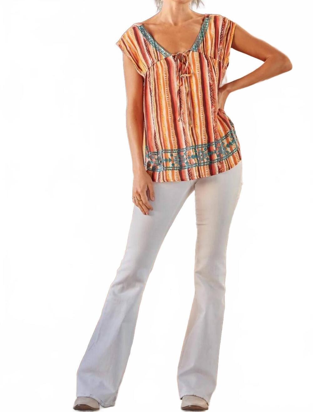 NEW ANDREE BY UNIT elise embroidered top in orange